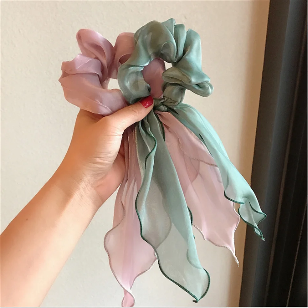 

New Women Headband Scrunchie Ribbon Elastic Hair Band Bow Scarf Hair Ropes Ties For Girls Hair Accessories