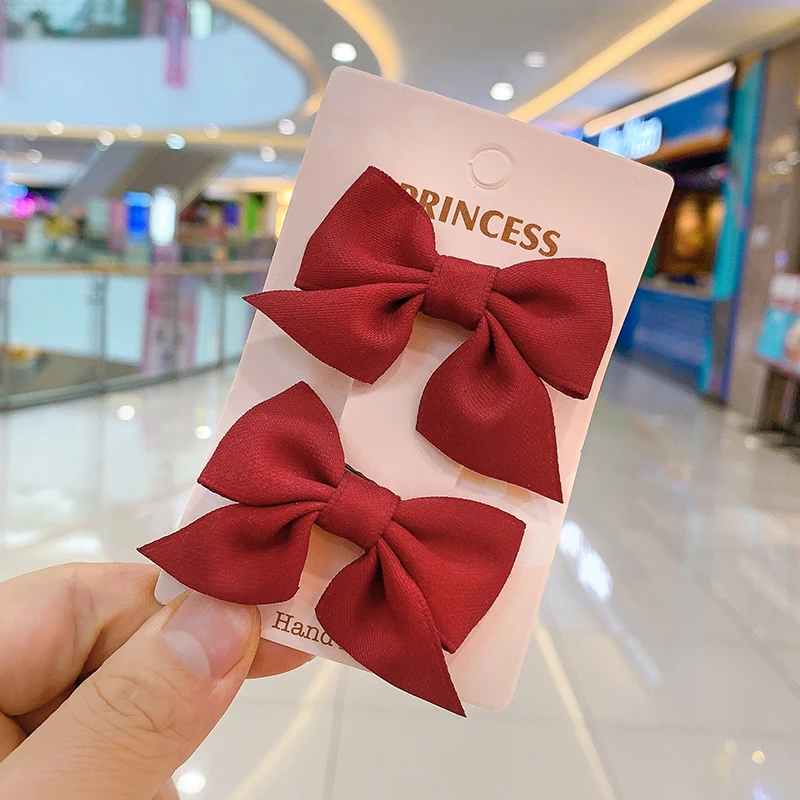 

2 Pcs/Set Children Cute Solid Color Knotted Bow Ornament Hair Clips Girls Lovely Hairpins Kids Fashion Hair Accessories New