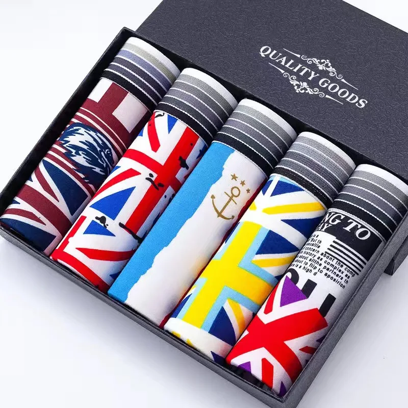 

5Pcs/Lot Men Underwear Boxers Cartoon Man'S Polyester Sports Boxers Cartoon Knickers Soft Underwear Knickers U-Convex Widen