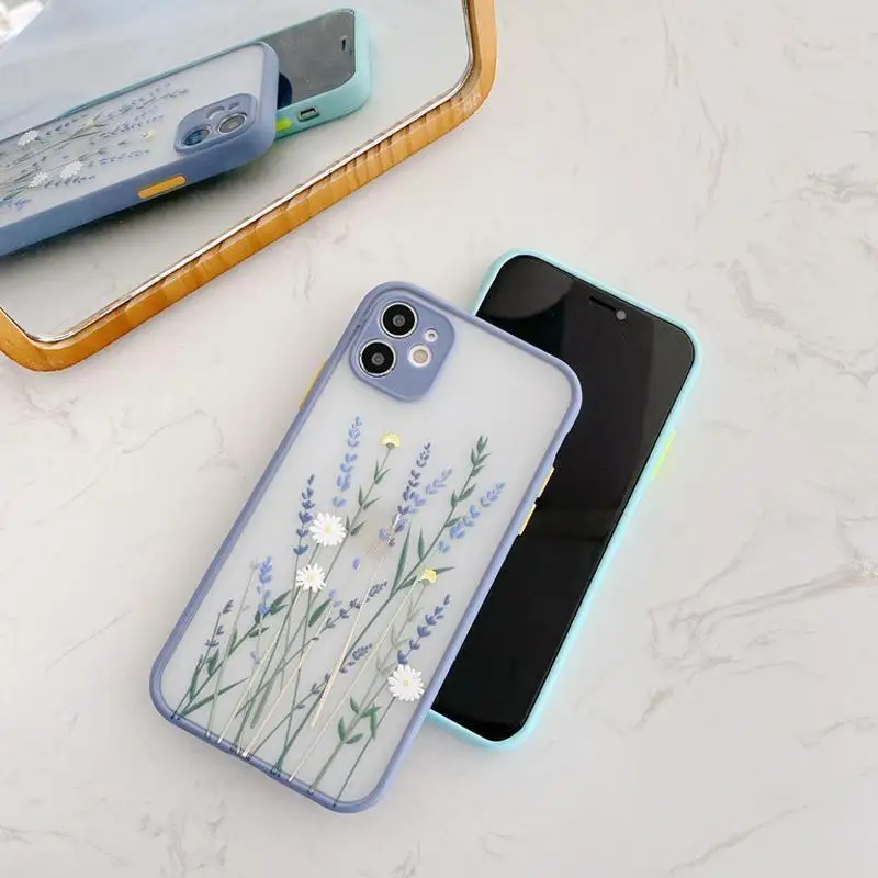 

Fashion Flower Matte Transparent Phone Case For iPhone 11 12 Pro X XR XS Max SE2020 7 8 Plus 6 6s Plus Shockproof Silicone Cover