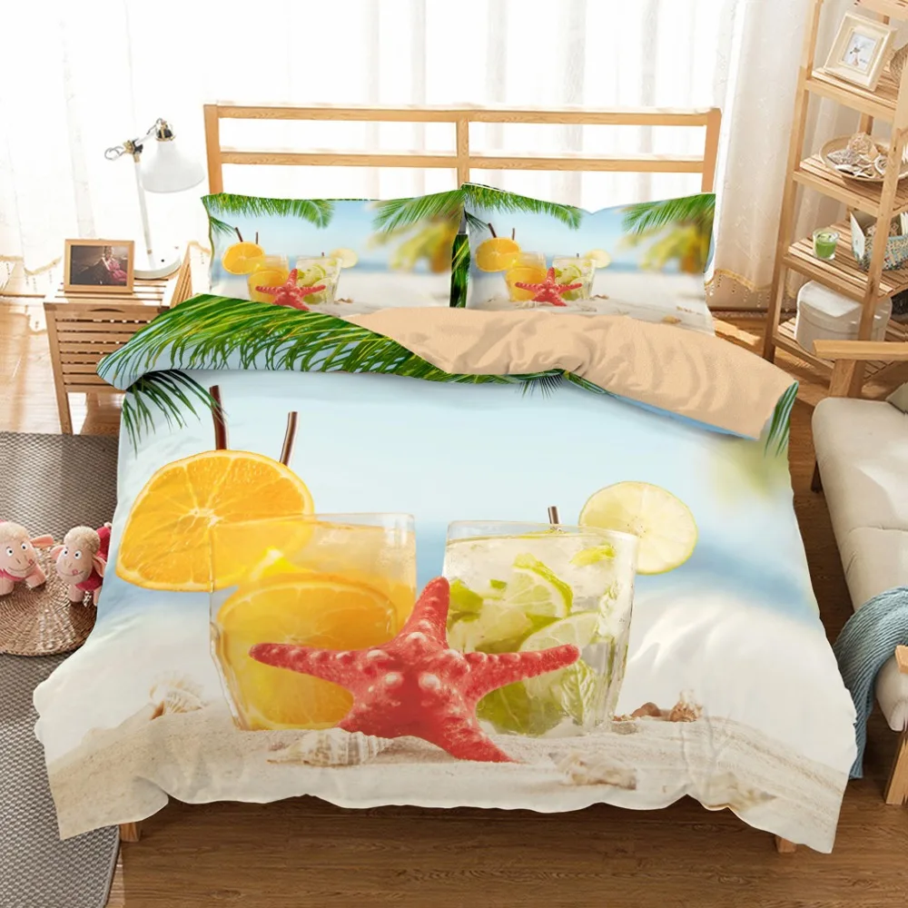Комплект постельного белья для отдыха с изображением тропического острова