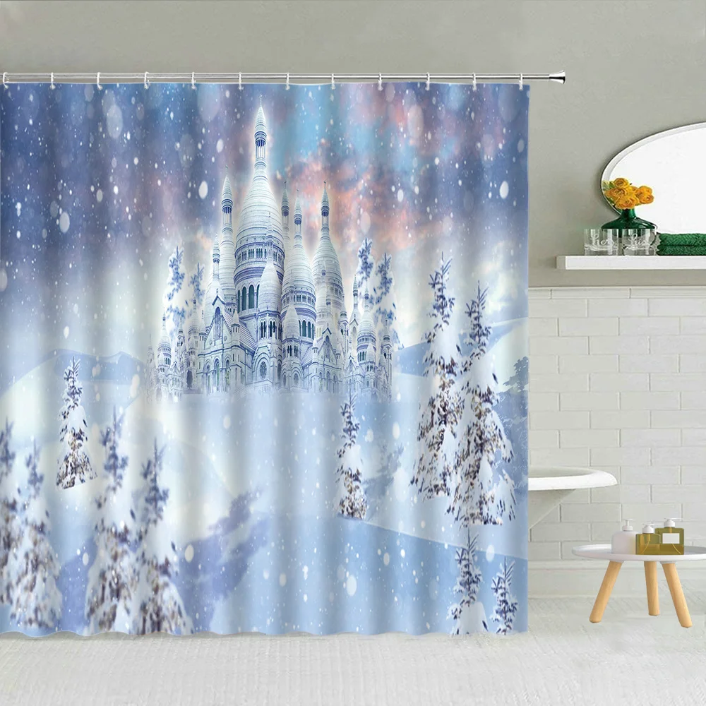 Штора для душа с блестками и градиентом тканевая занавеска изображением