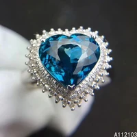 kjjeaxcmy fine jewelry 925 sterling silver inlaid natural london blue topaz girl elegant simple heart gem ring support check