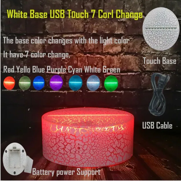 USB Touch 7 color Крутой 3D зуб зубы светодиодный USB лампа Атмосфера RGB Ночной Светильник Красочные Детские игрушки спальня Настольный светильник в подарок декор - Испускаемый цвет: USB Touch 7 color