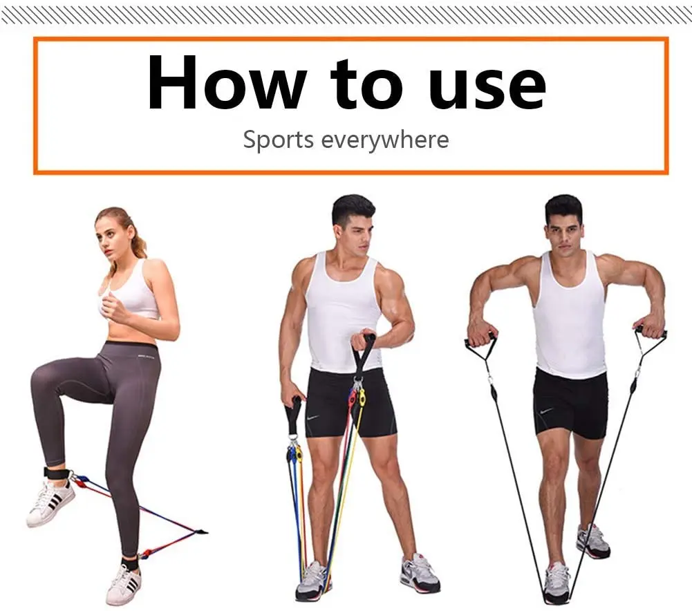 Спортивные Эспандеры комплект для тренировок тянущийся эластичный ремешок