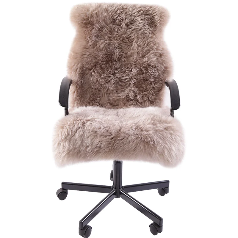 

Whole Sheepskin Sofa Chair Cushion Simple Pure Wool Cushion Sheepskin Cushion Thickened Office Chair Boss Chair Cushion
