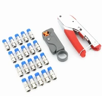 coaxial cable crimping tool set squeezing forcepswire stripper for rg58 rg59 rg6 coax cable crimper with compression connectors