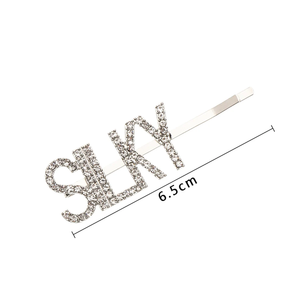 SILKY (Silver) 1 шт. Модный Блестящий кристалл шпильки со стразами GLAM/DRIPPIN буквы заколки для волос заколка аксессуары для укладки волос для женщин девочек - Цвет: SILKY (Silver)