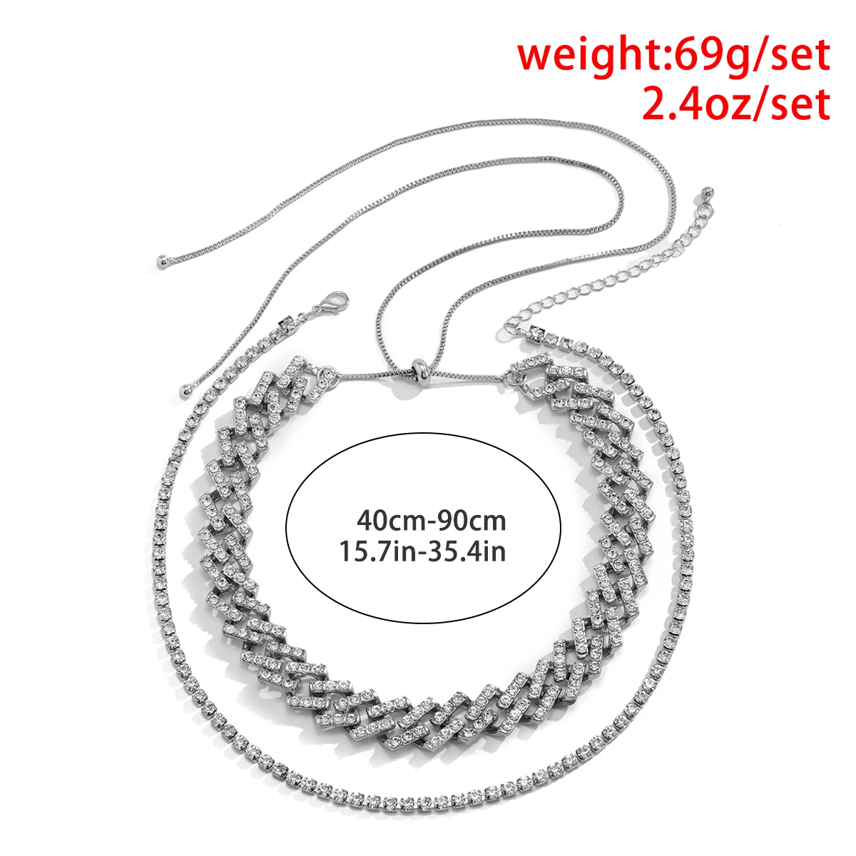 

Luxury Punk Cuban Full Crystal Chain Necklace Iced Out Paved Bling Rhinestones Rapper Chunky Necklace for Women Men Jewelry Gift