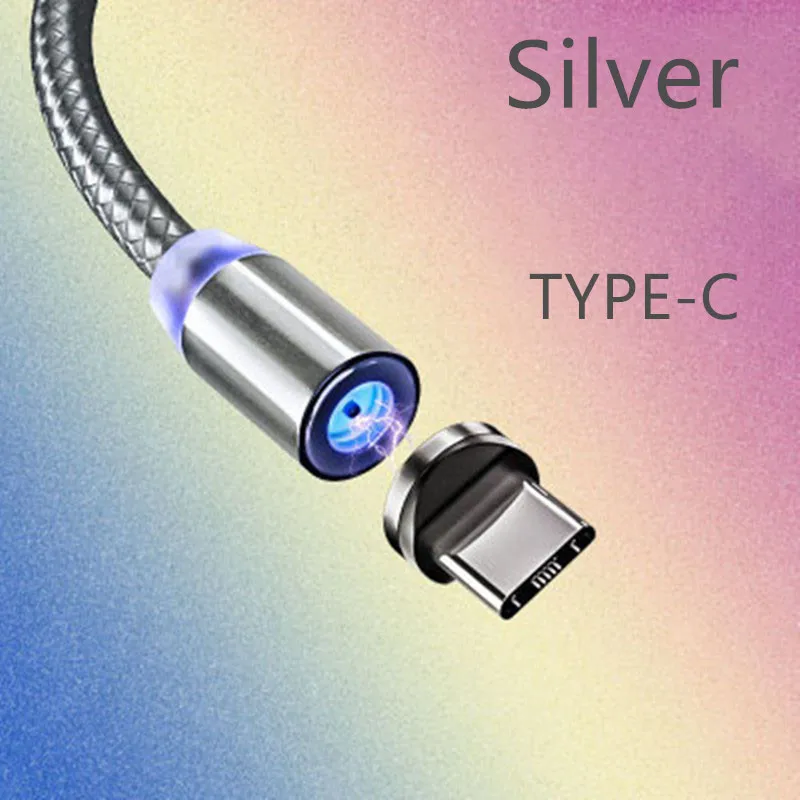 Silver Tybe-c Магнитный кабель USB для быстрой зарядки кабель usb type C Магнитный кабель для зарядки данных Micro USB кабель для мобильного телефона USB шнур - Цвет: Silver Tybe-c