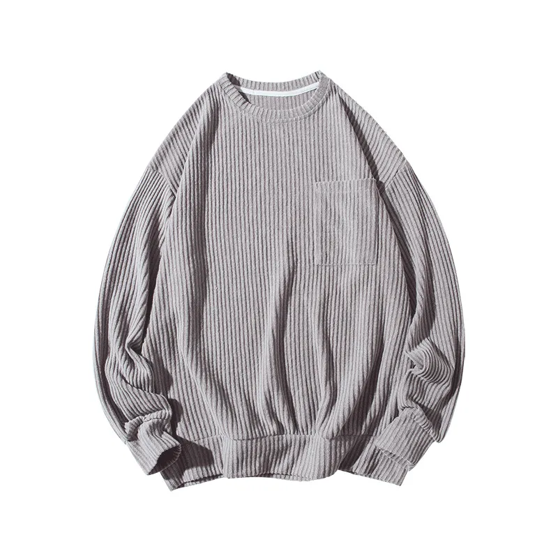 Мужской свитер теплый модный однотонный Повседневный круглый вырез вязаный