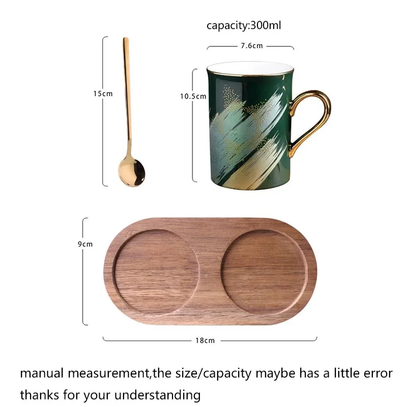 300ml Creative Coffee Cup with Wood Saucer Kit Breakfast Milk Cups Fruit Bread Plate Holder Handle Mug High Grade Mugs Drinkware | Дом и сад