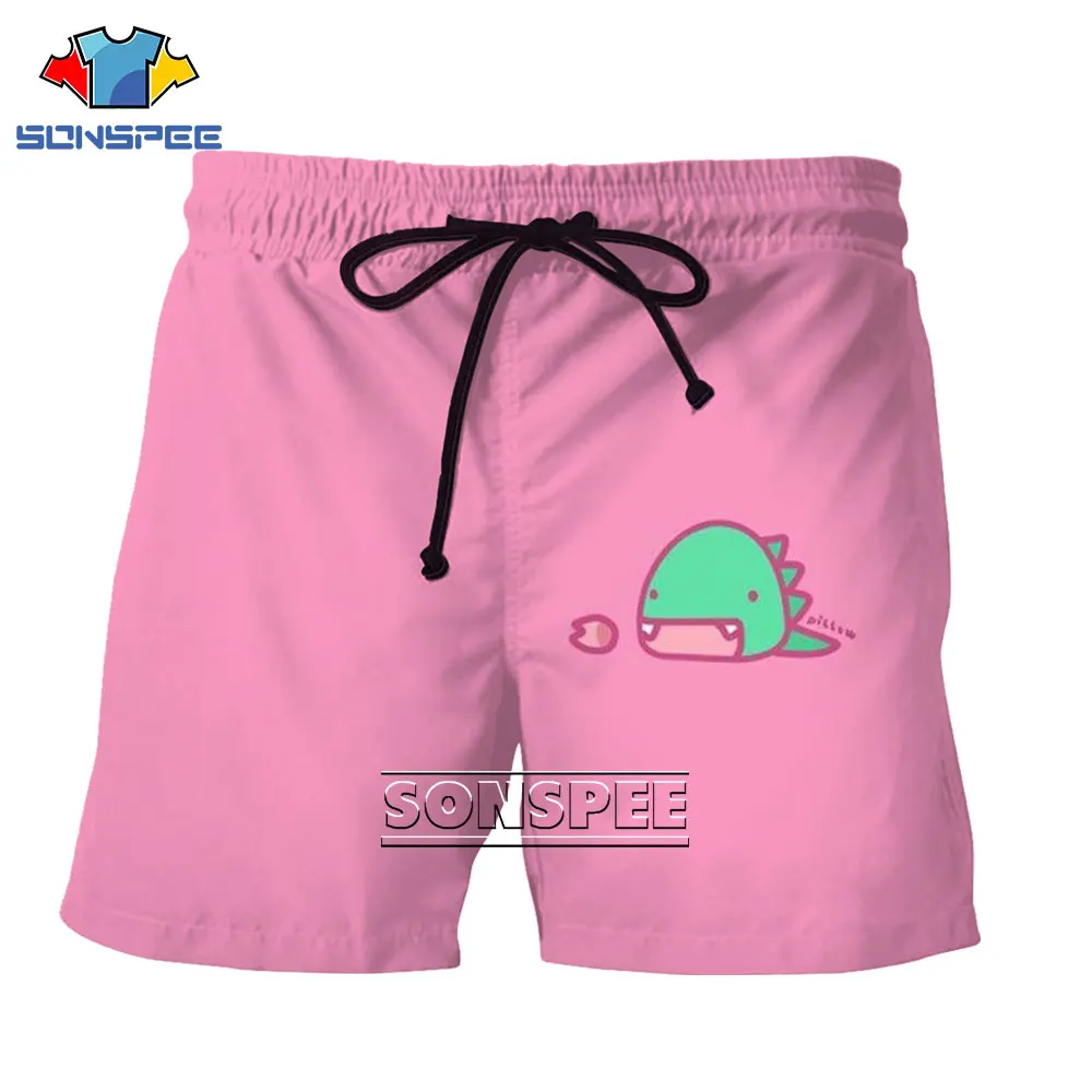 

SONSPEE 3D Kawaii Cartoon Dinosaur Casual Print Shorts Men's Sports Cute Trend Loose Fire-breathing Dragon Loose Shorts
