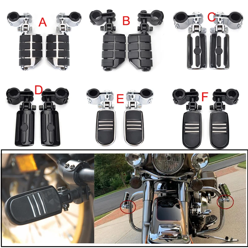 Motorcycle Adjustable Highway Peg Mounting Kit with Footpeg Foot Rest Replace For Harley 1-1/4