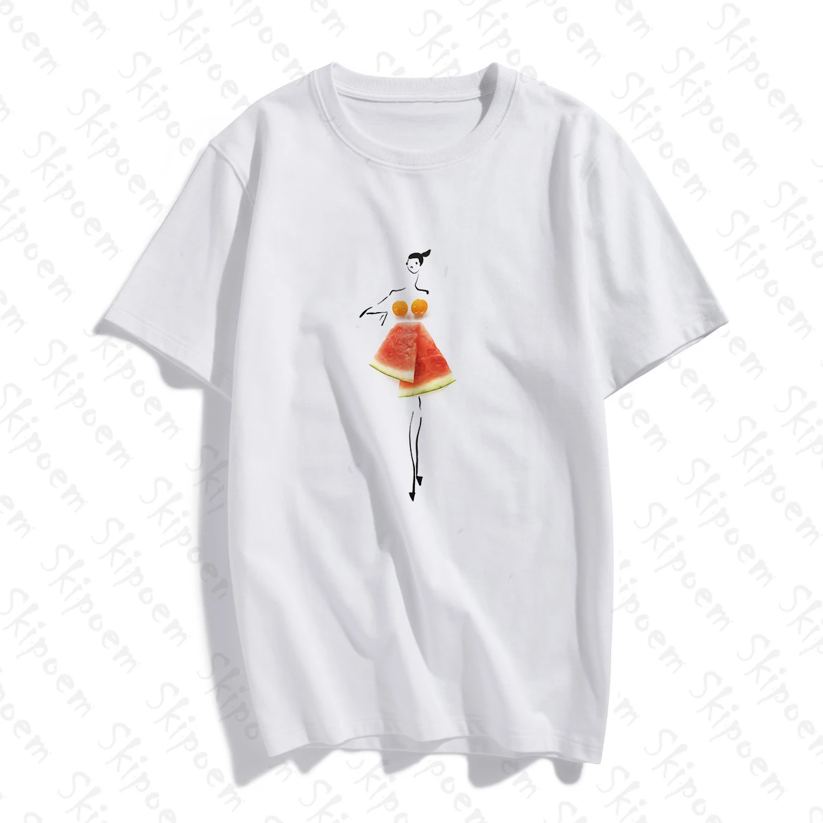 Фрукты искусство минималистичный арбуз девушка Женская Футболка Винтаж