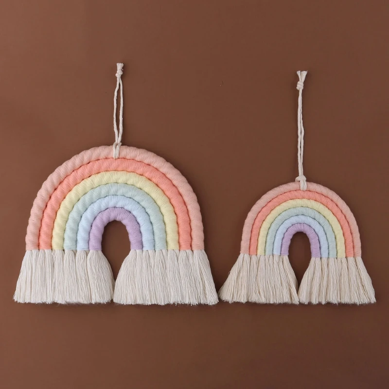 6 Layers Macrame Rainbow Wall Decor for Bedroom Nursery Baby Kids Rooms Colorful Tapestry Rope Woven Tassel Wall Hanging Toys