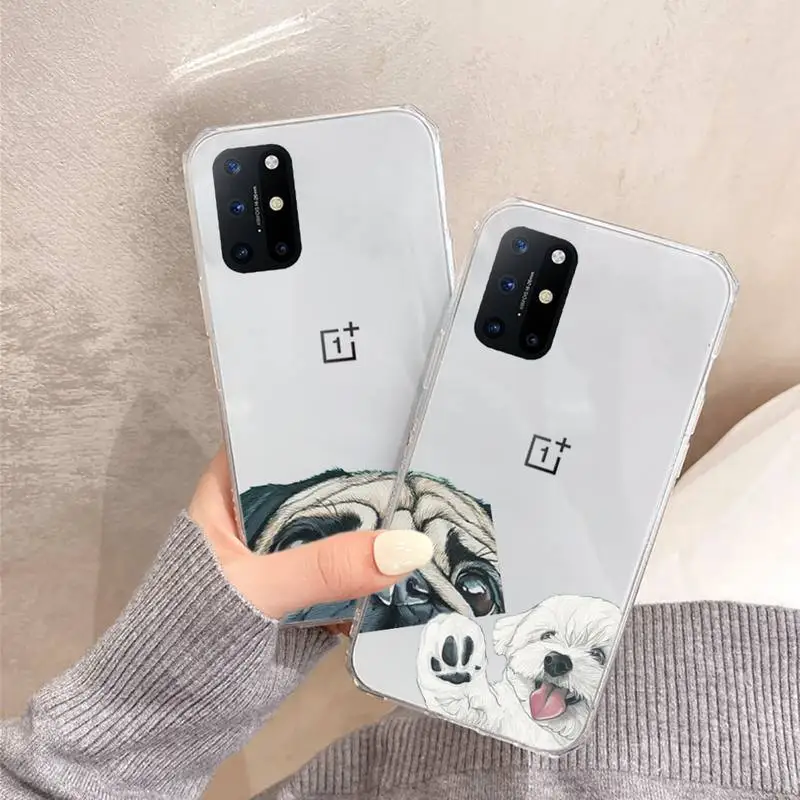 

Pug Dog French Bulldog Phone Case Transparent for OnePlus 7 9 8 t pro
