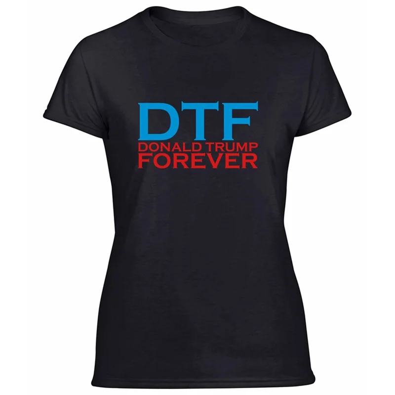 Женская футболка с принтом Dtf Donald Trump Forever хлопковая Футболка буквенным и круглым