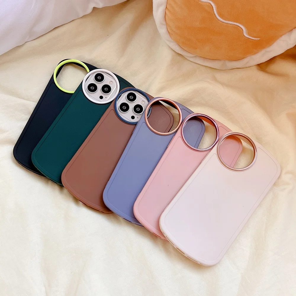 

Luxury Round Camera Protection Phone Case For iPhone 11 12 13 Pro Max X XR XS Max Cute Candy Color Soft Back Cover For iPhone13