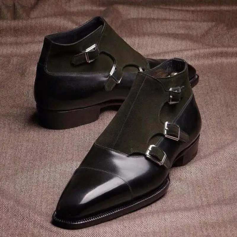 

Мужские удобные ботинки Monk Martin из искусственной кожи с тремя пряжками