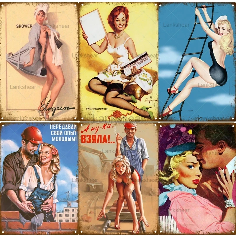 

Lankearing, Постер для девочек в стиле ретро, металлический жестяной знак, Декор, винтажный автомобиль, пляж, красота, девушка, искусство, металли...