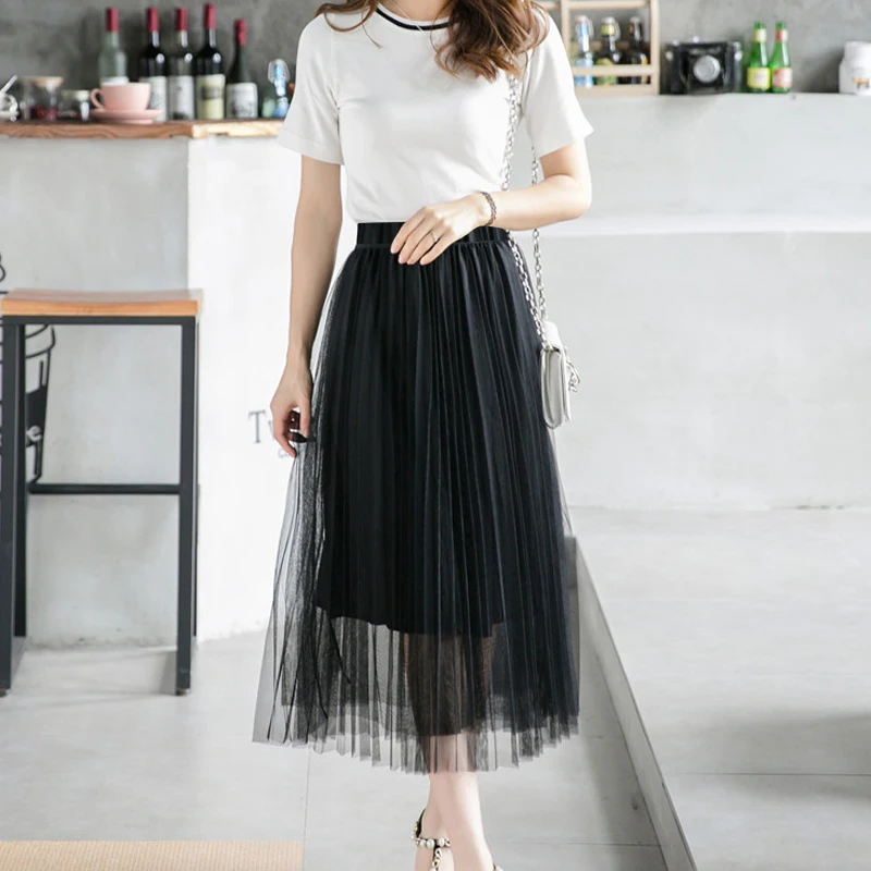 Юбка пачка Женская плиссированная средней длины из тюля|Женские юбки| |