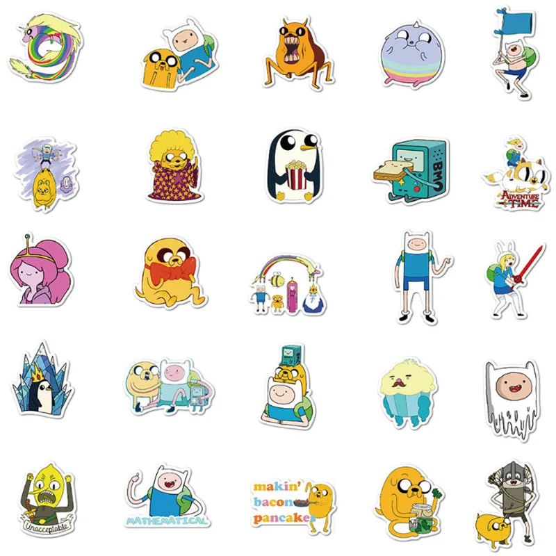 

50 Adventure Time Stickers Waterproof Skateboard Travel Suitcase Phone Laptop Luggage Stickers Cute Kids Girl Toys