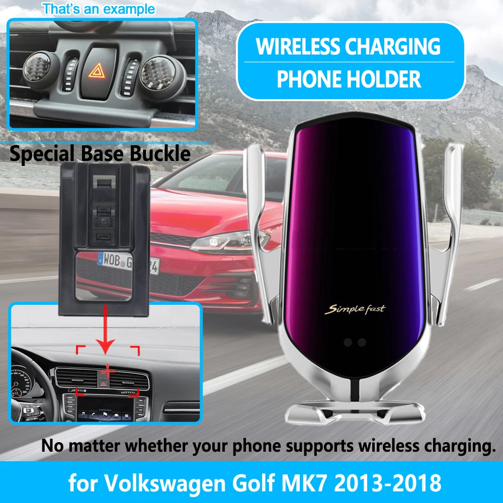 Автомобильный держатель для телефона Volkswagen VW Golf 7 MK7 2013 2014 2015 2016 2017 2018 Беспроводная