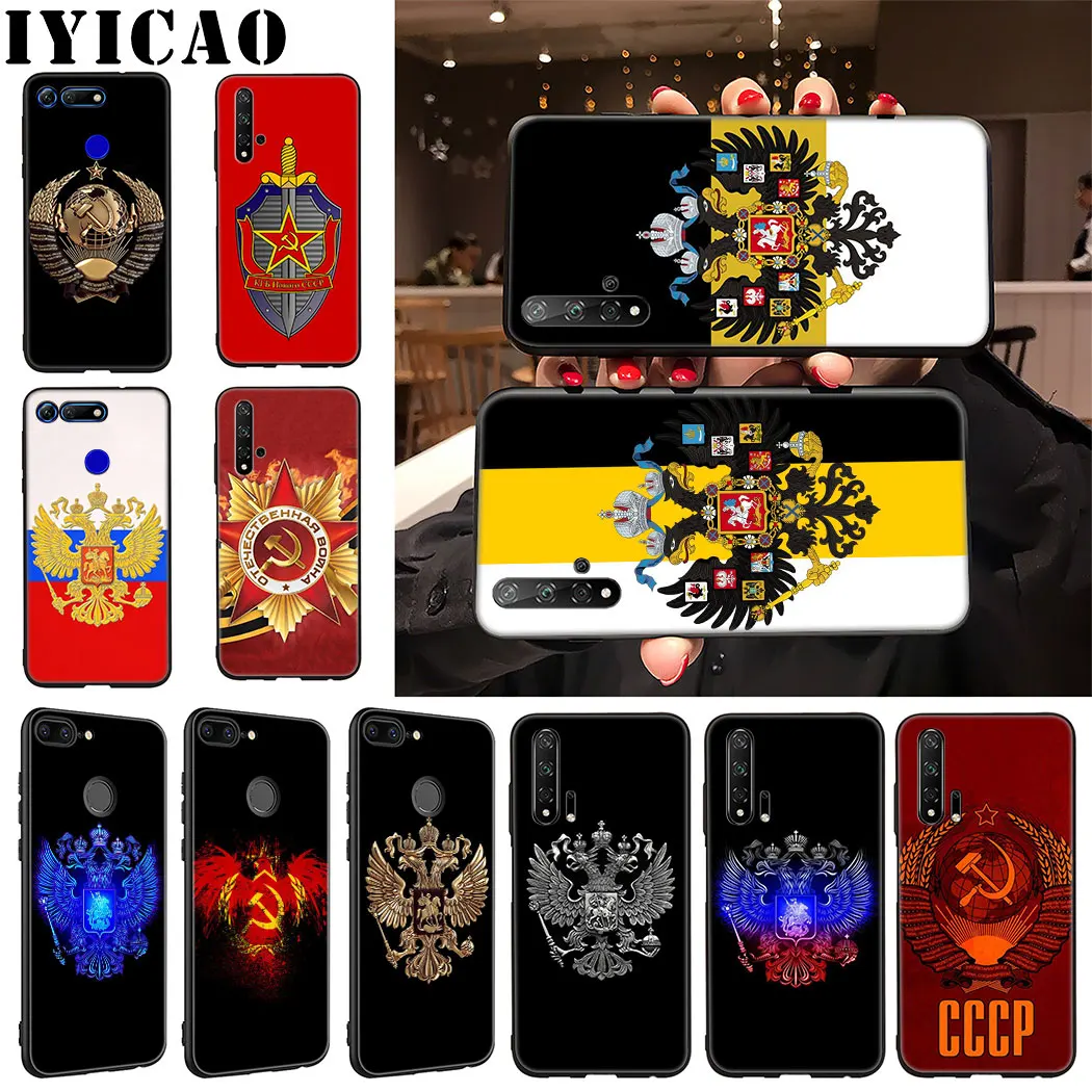 Мягкий чехол IYICAO с гербом оружия российским флагом для Huawei Honor 9X 20 Pro 7A 7C 7X 8 9 10 Lite 8X