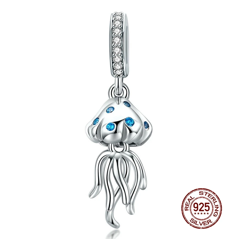MOWIMO, настоящее 925 пробы, серебряные медузы, подходят для браслетов Pandora, подвески, серебро 925, оригинальная подвеска, ожерелье, ювелирное изделие BKC1297