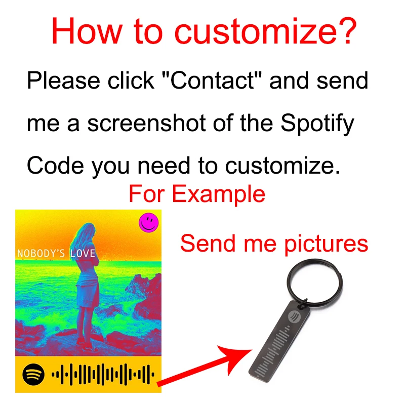 Изготовленные на заказ брелки музыка Spotify Scan брелок с кодом для женщин мужчин