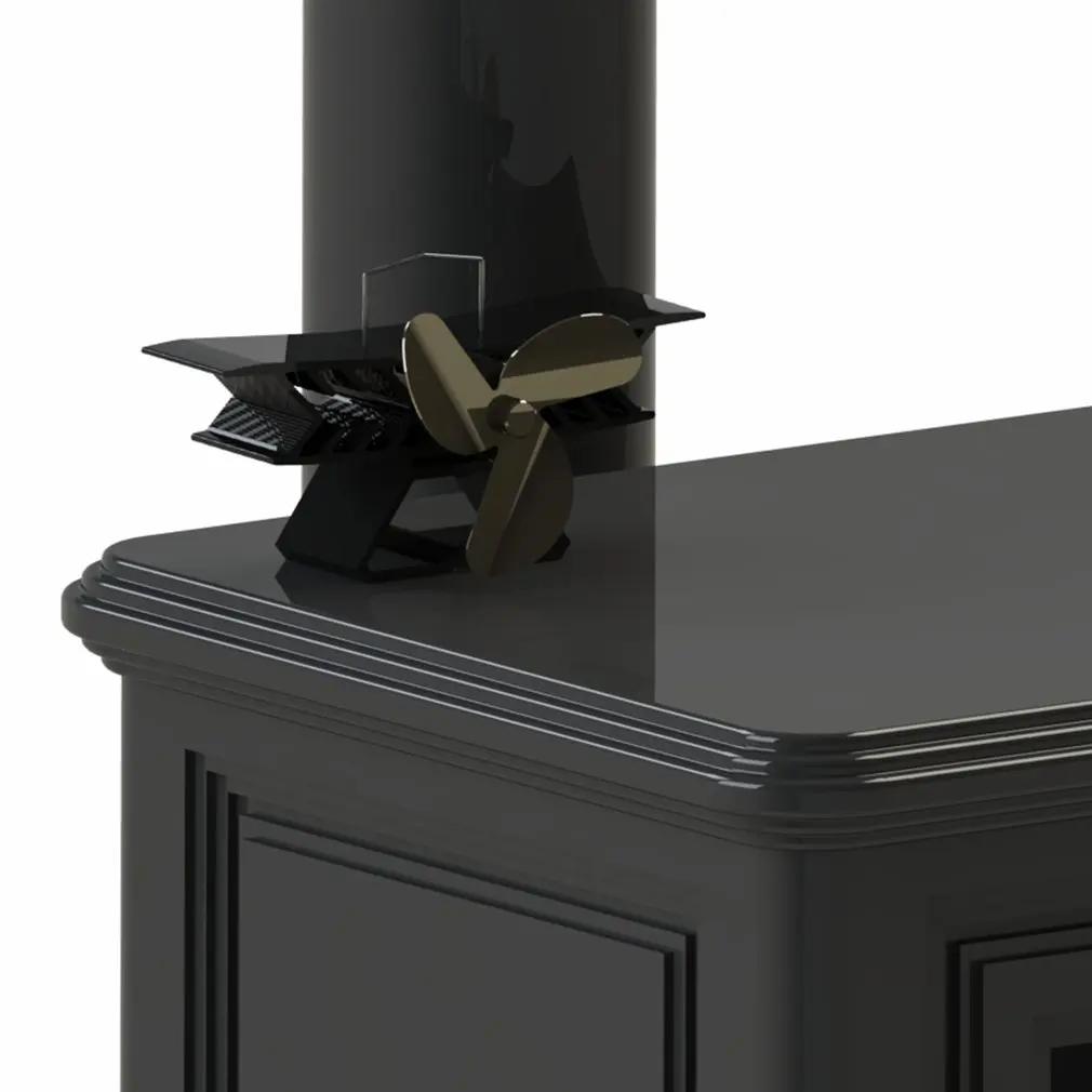 

3 Blade Heat Powered Stove Fan Fireplace Fan Christmas Tree Shape Log Wood Burning Fireplace Fan Home Office
