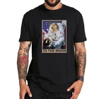 Футболка Dogecoin космонавт до Луны, забавная графическая футболка с блокчейном HODL, дышащая мужская футболка из 100% хлопка