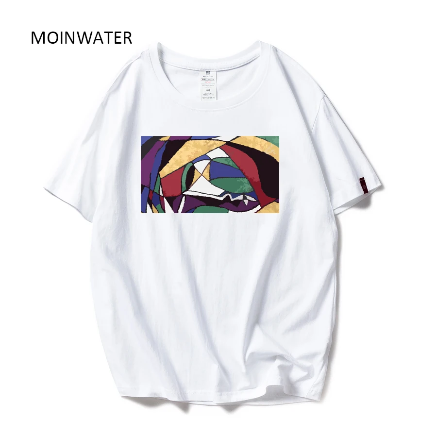 

Женские хлопковые футболки с геометрическим принтом MOINWATER, белые и черные удобные футболки и топы для улицы, 2020