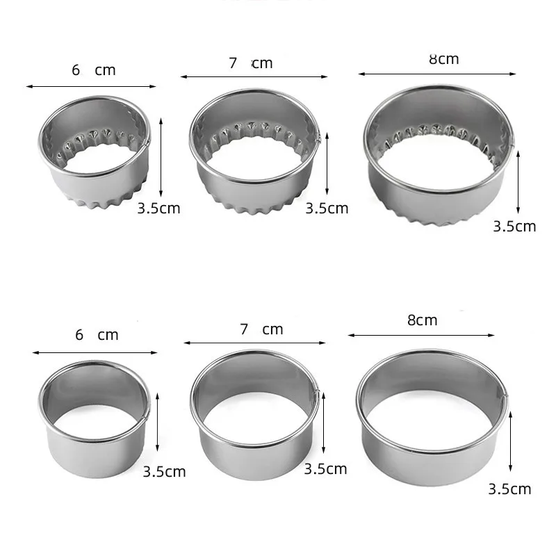 

3Pcs Portable Dumplings Cutter Mould Cookie Pastry Maker Stainless Steel Dough Cutting Tool Round/Flower Shaped Kitchen Gadgets