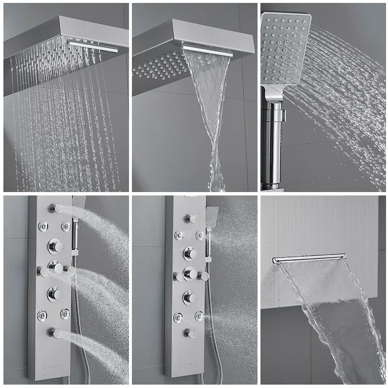 Роскошная Черная/матовая душевая панель для ванной комнаты настенный смеситель