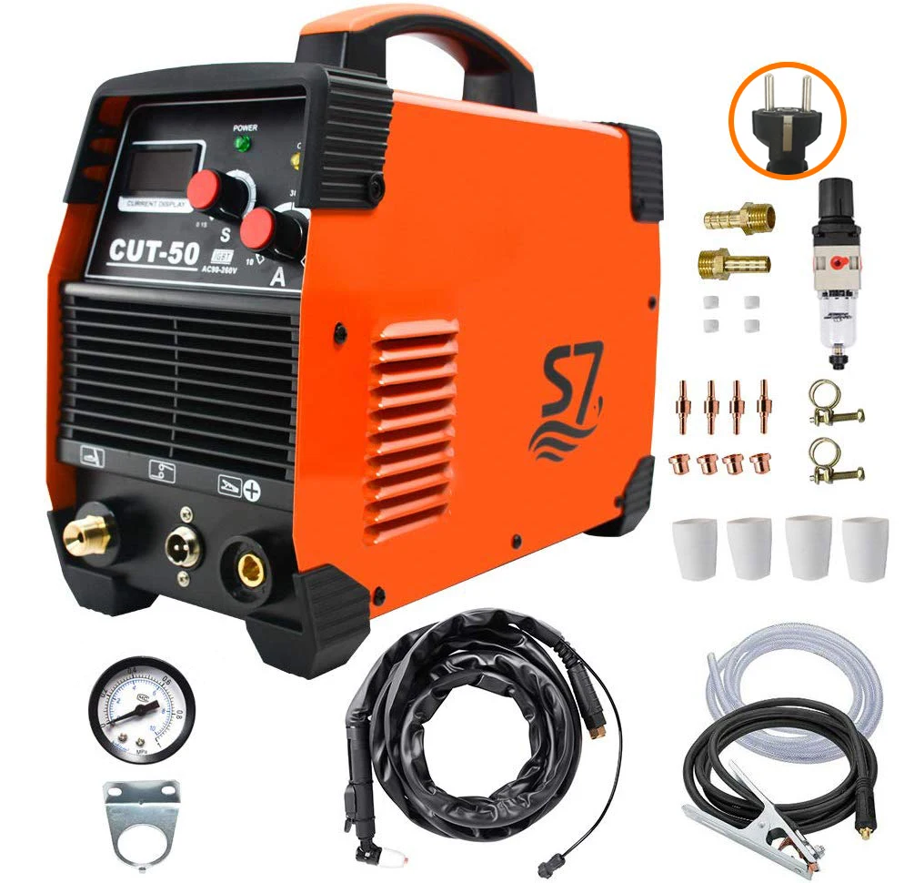 Плазменный резак; инвертор 50А AC-DC IGBT; двойное напряжение(110/220 В); портативный сварочный аппарат Cut50 с цифровым дисплеем и бесплатными аксессуарами Easy Cutter Welder