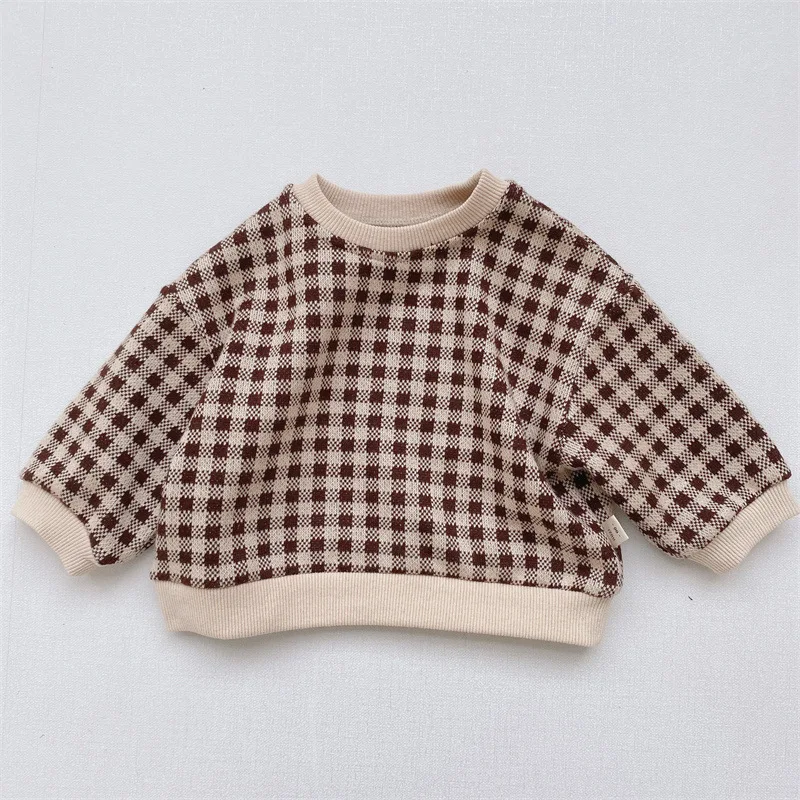 2022 New Baby Boy Boy Cartoon Sweatshirt Cotton Long Sleeve Kids Casual Pullover Infant Girl Plaid Sweatshirt Fashion Hoodie