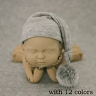 Вязаная шапка с помпоном для новорожденных, реквизит для фотосъемки, детская шапочка, сонная шапка, фото, кепка для новорожденных