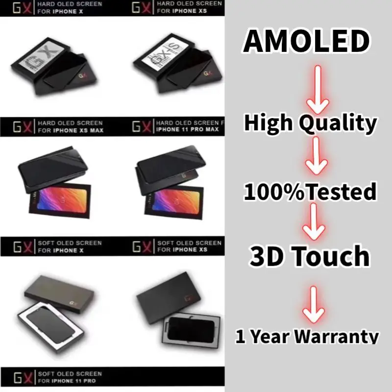 gx soft oled for iphone x xs max lcd display mobile phone 3d touch digitizer assembly replacement screen for iphonex 11 pro oled free global shipping