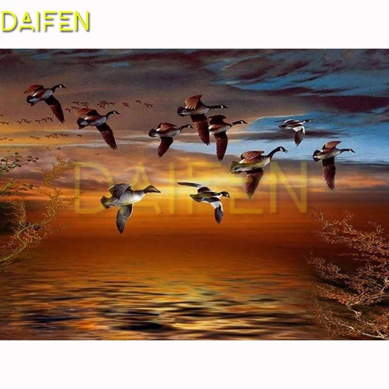 

Full Square Diamond mosaic Duck bird sky sea Full Round Diamond painting Cross stitch Duck bird sky sea 5DDIY Diamond embroidery