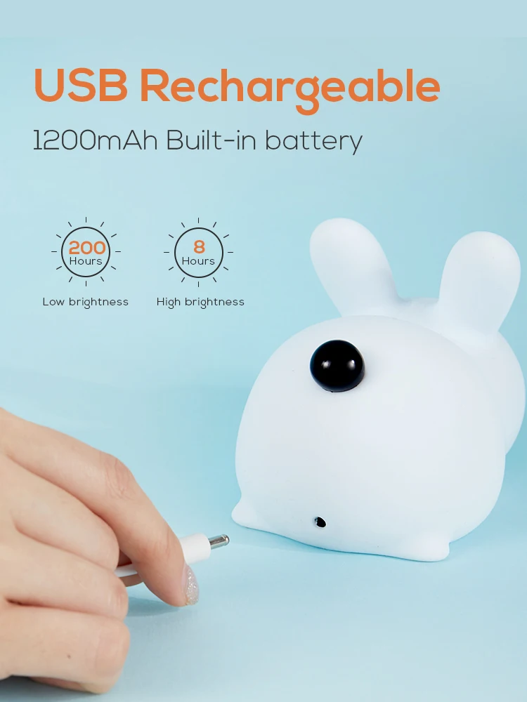 Сенсорные ночники в виде кролика силиконовые с регулируемой яркостью зарядка