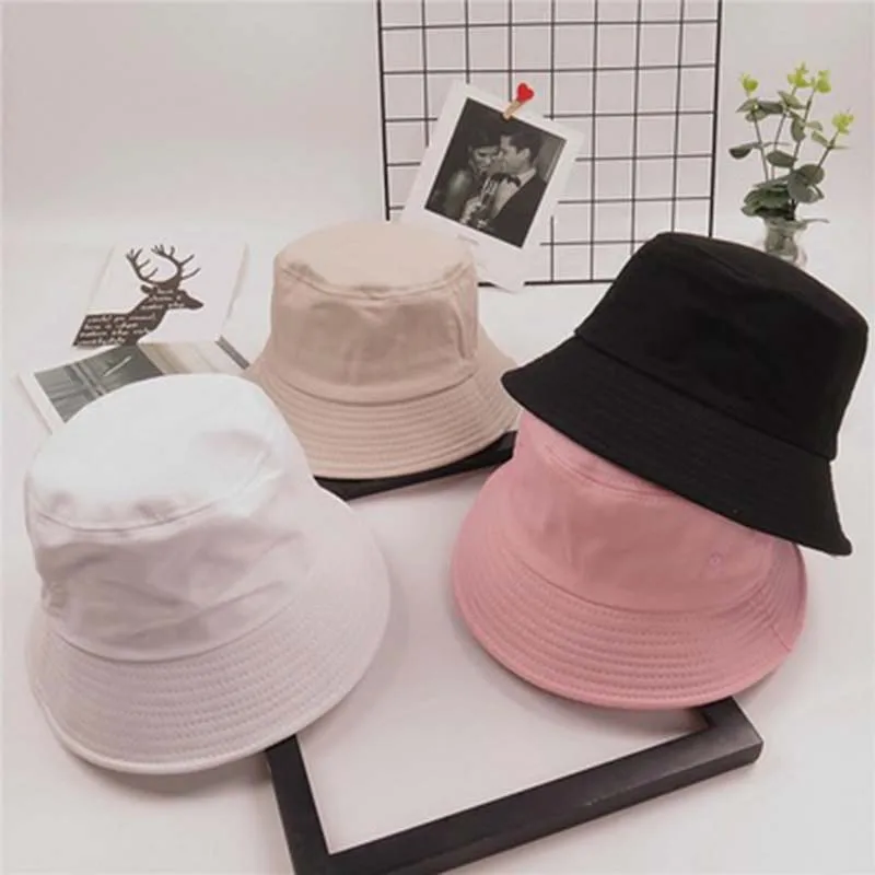 Korea Unisex Summer Collapsible Bucket Hat Solid Color Hip Hop Wide Side Beach UV Dome Sunscreen Fisherman Hat S21