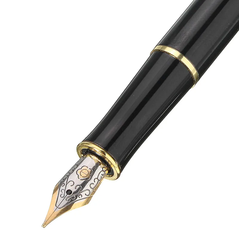 

1pc Newest Metal Black Classical Fountain Pen 0.5mm Fine Nib Writing Smoothly For Gift Office Bussiness School Supplies