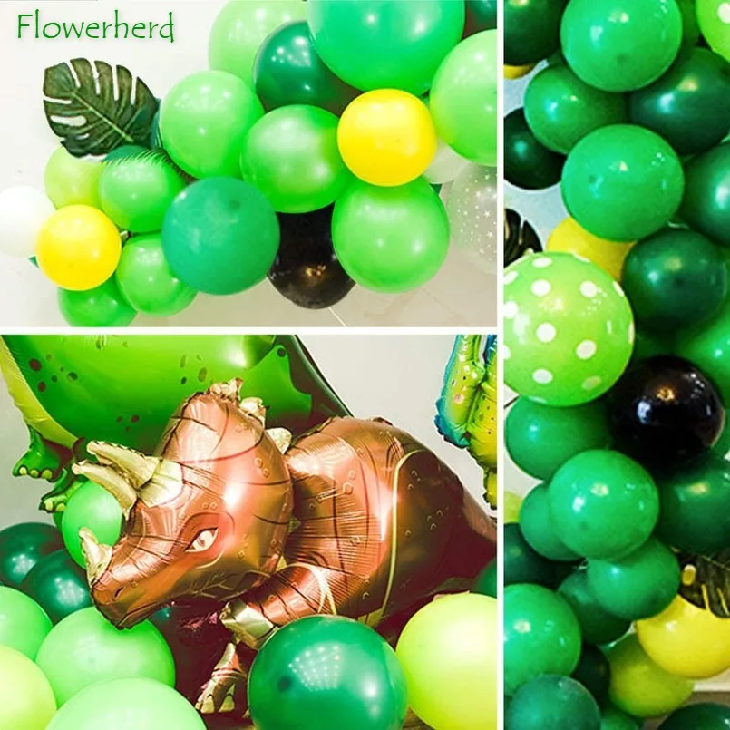 155 пакет динозавр тема вечерние Шар Комплект гирлянды из латекса Фольга баннер на