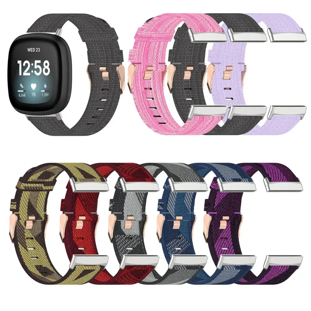 

Replacement Nylon Watch Band Wrist Strap for -Fitbit Versa 3 / Sense Bracelet