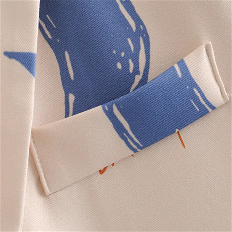 

Women Office Wear Print Blazer Coat Fashion Long Sleeve Pockets Female Outerwear Casual Suit Blazers Chic Tops