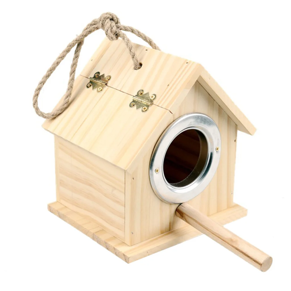 

1Pc Parrot Breeding Box Wooden House Shaped Pet Nest Bird Incubation Accessory