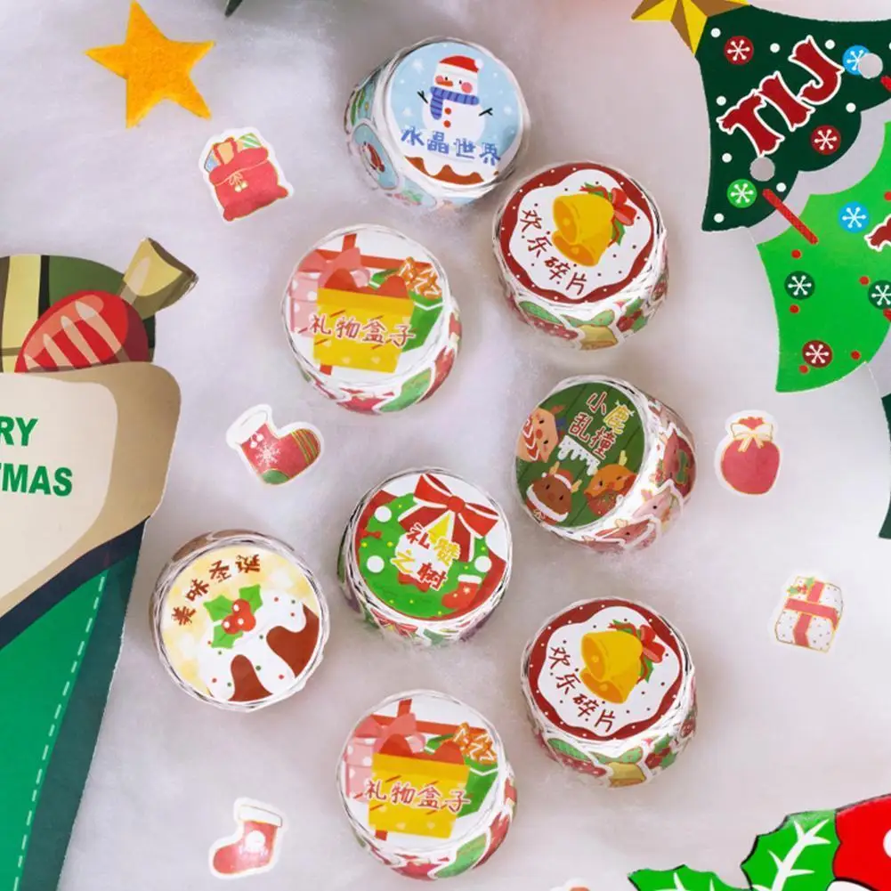 

Christmas Series Cartoon Hand Account Material Decoration Stickers Paper Decorative Of Pieces Bronzing Tape 150 Die-cutting Y3c1