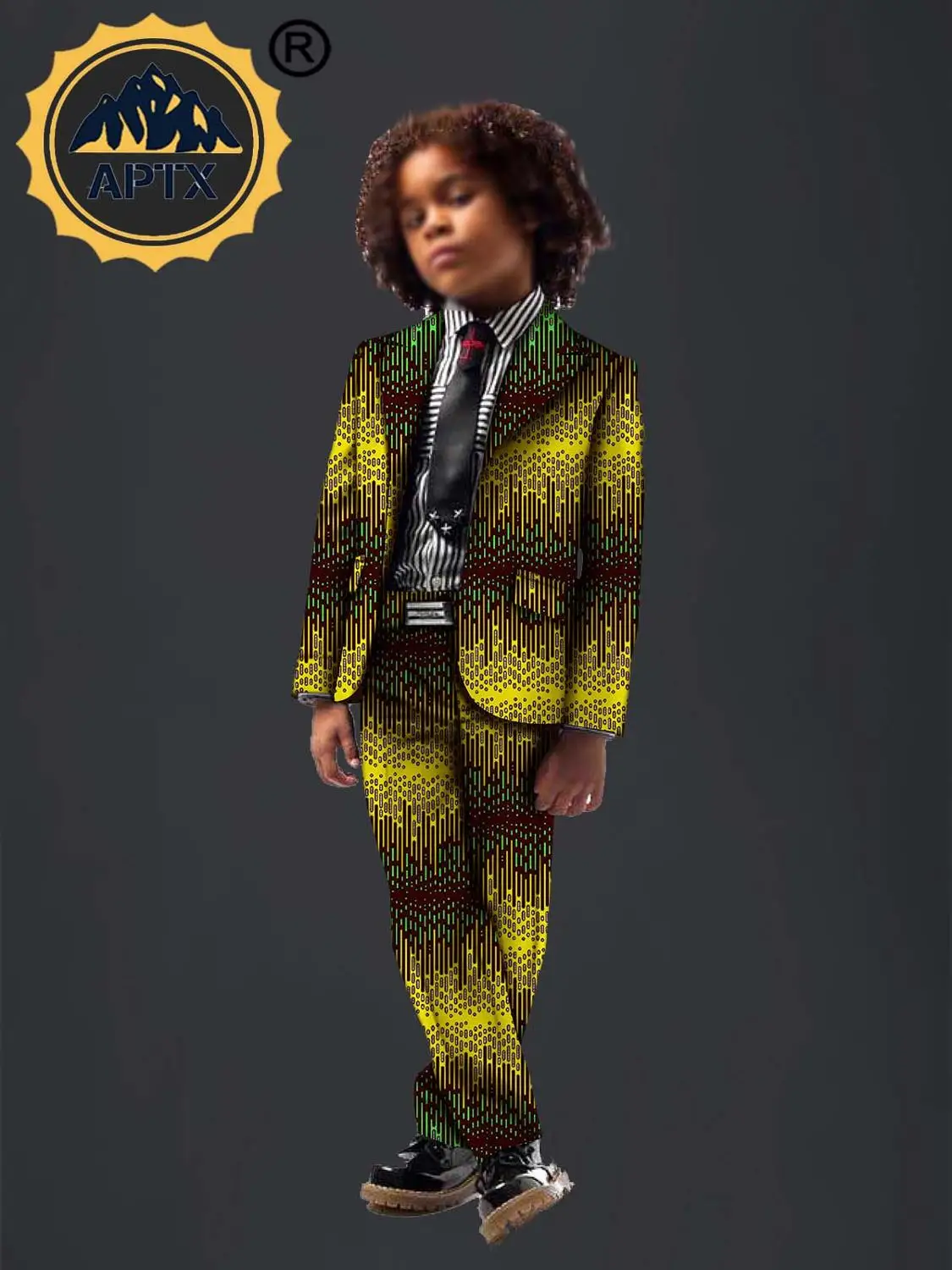 African Kids Clothes Bazin Riche Ankara Print Top Coat and Pants Sets for Boys African Children Clothing s204035